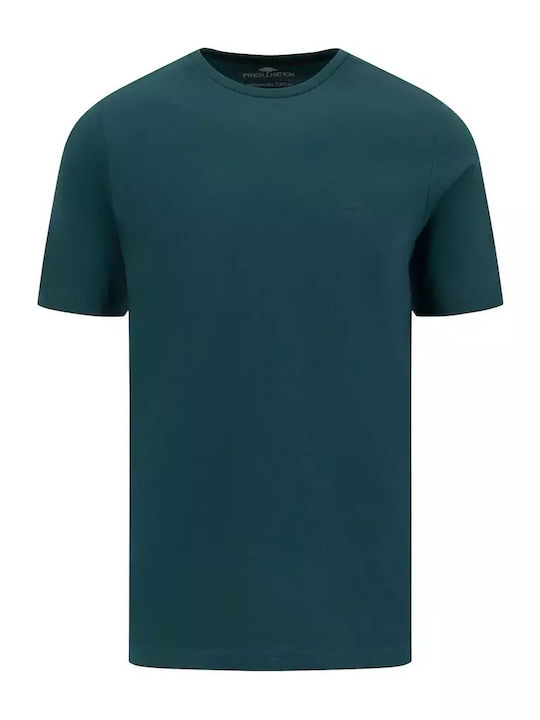 Fynch Hatton Herren T-Shirt Kurzarm Petrol Blau