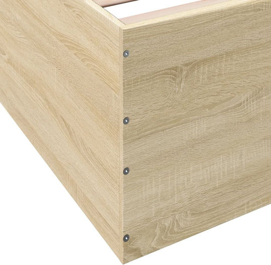Wooden Single Bed Mattress Base Beige with Slats for Mattress 75x190cm