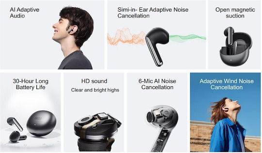 QCY AilyBuds Pro HT10 Bluetooth Handsfree Earphones with Sweat Resistance and Charging Case Black