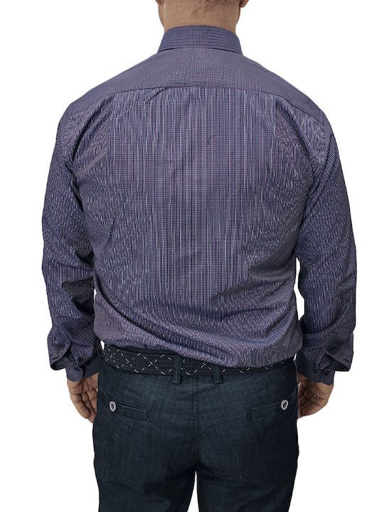 Poli Gianni Men's Shirt Long Sleeve Checked Purple