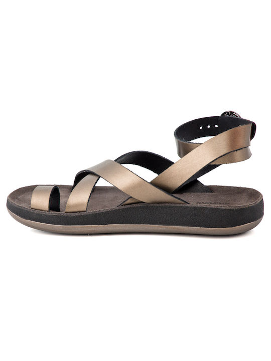 Fantasy Sandals Anatomic Leather Women's Sandals with Ankle Strap Gray