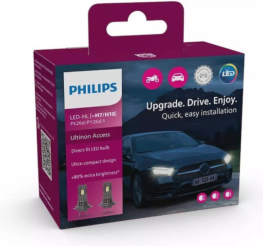 Philips Lamps Car Ultinon Access H7 / H18 LED 6000K Cold White 12V 16W 2pcs