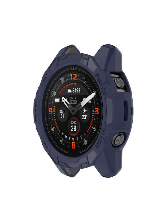 Garmin Epix Pro 51mm Fenix 7X 7X Pro Armored TPU Half Wrapped Watch Protective Case Blue Garmin Epix Pro 51mm Fenix 7X 7X Pro Armored TPU Half Wrapped Watch Protective Case Blue