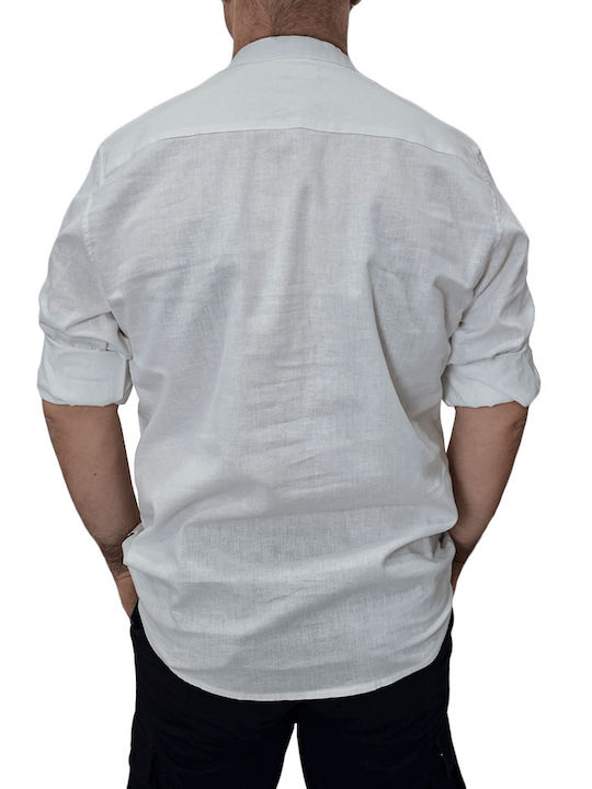 Double Men's Long Sleeve Blouse White