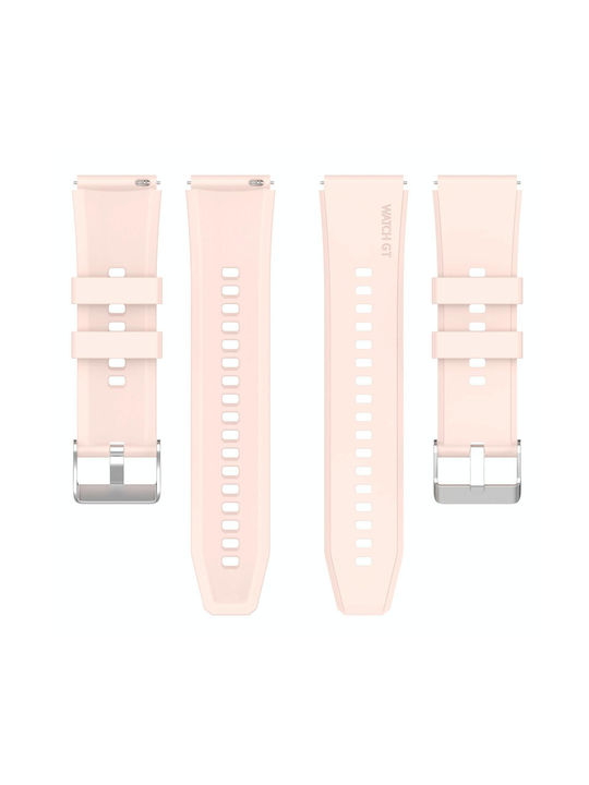 Huawei Watch Gt Runner 22mm Protruding Head Silicone Strap Silver Buckle Pink
