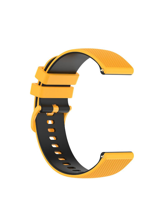 Amazfit Stratos 22mm kariertes zweifarbiges Silikon-Uhrenband Gelb+Schwarz Amazfit Stratos 22mm kariertes zweifarbiges Silikon-Uhrenband Gelb+Schwarz
