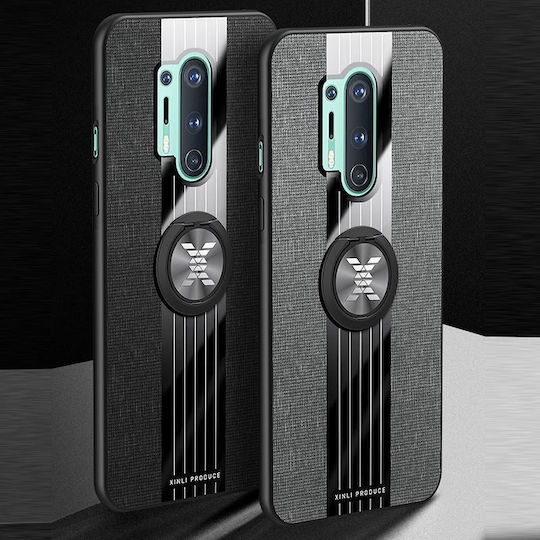 Oneplus 8 Pro Xinli Stitching Cloth Texture Tpu Phone Case Ring Holder Brown