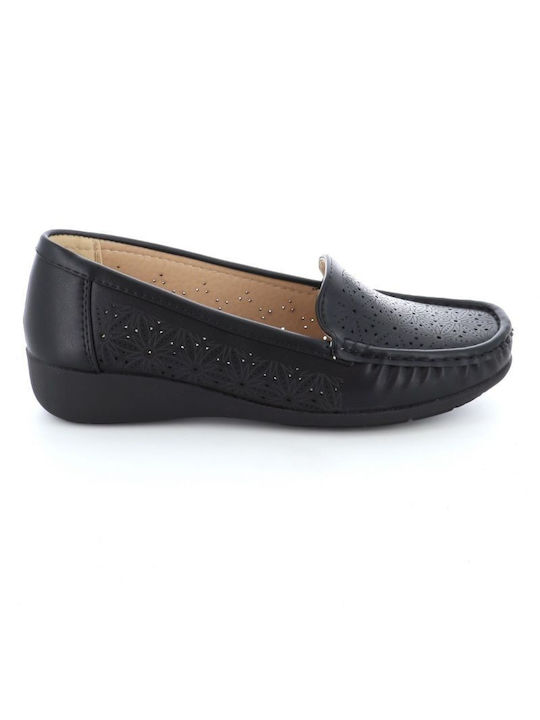 B-Soft Leather Women's Moccasins in Black Color
