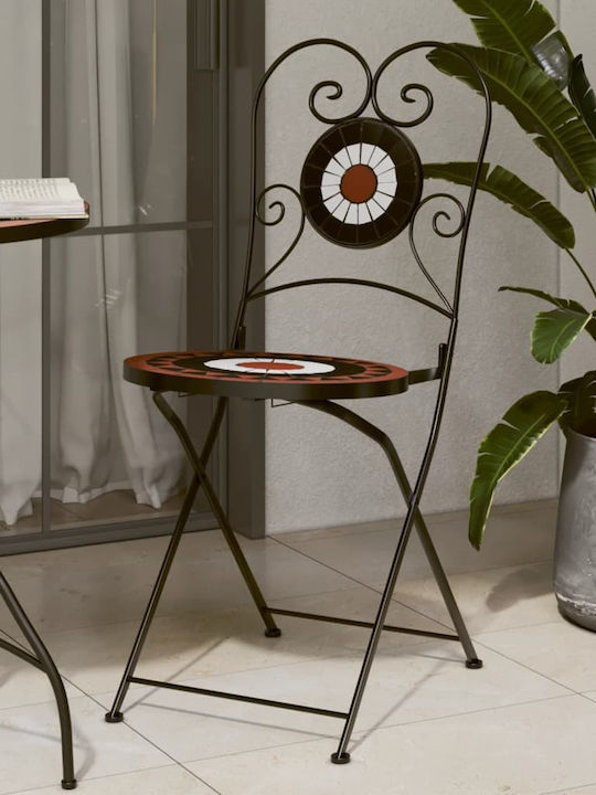 Outdoor-Stuhl Metallisch Terracotta/whites 2Stück 38x45.5x89.5εκ.