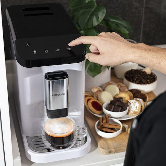 Cecotec Cremmaet Macchia Automatic Espresso Coffee Machine Pressure 19bar with Grinding Burrs White 01717