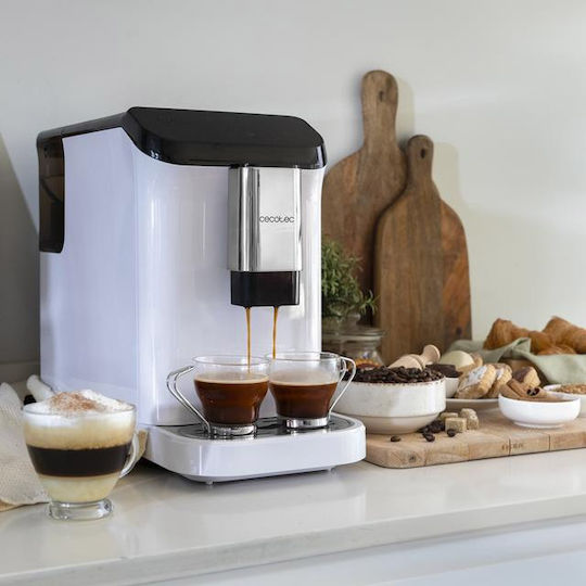 Cecotec Cremmaet Macchia Automatic Espresso Coffee Machine Pressure 19bar with Grinding Burrs White 01717