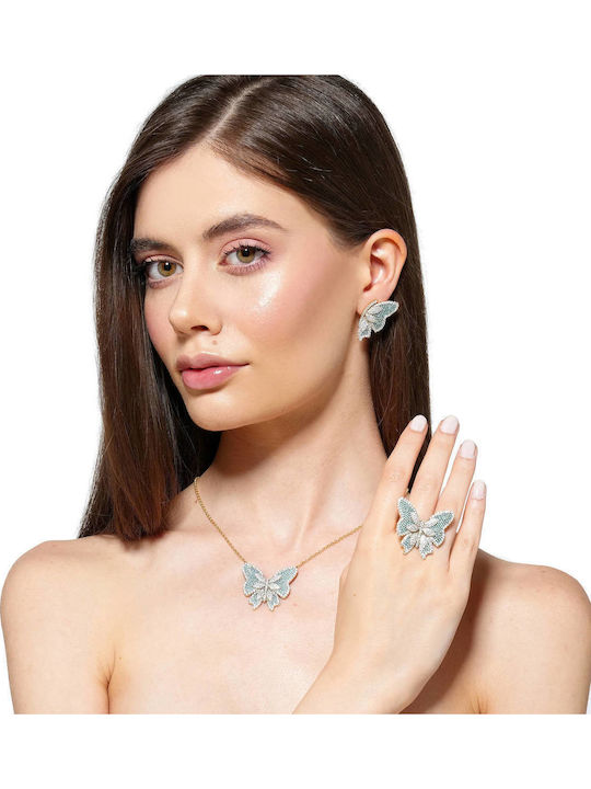 Sogni Halskette mit Design Schmetterling aus Vergoldet Silber mit Zirkon