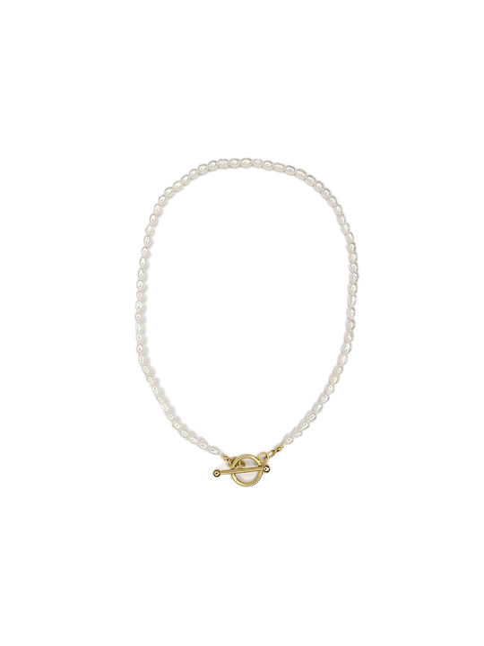 Women's Necklace White Pearls Gold Stainless Steel Clasp Tatu Moyo