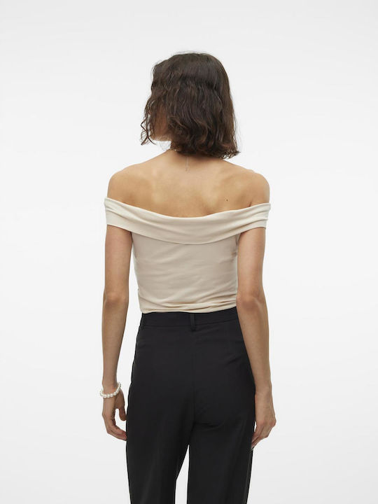 Fiona Γυναικεία Μπλούζα Off-Shoulder Μπεζ