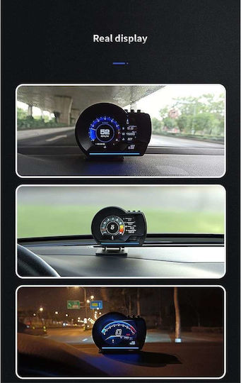 Car Dashboard Head Up Display, OBD2, Water Temperature, RPM Counter, Oil Temperature, Air-Fuel and Speedometer Analog Instrument 40mm