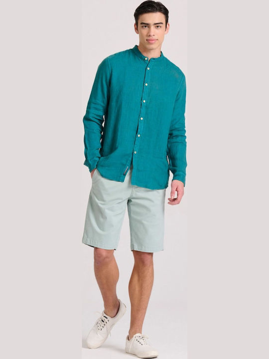 Funky Buddha Λινό Πουκάμισο Deep Teal