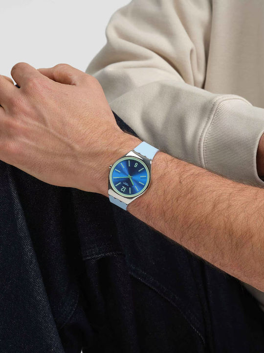 Swatch Ръчен Часовник Соларен с Каучукова Каишка