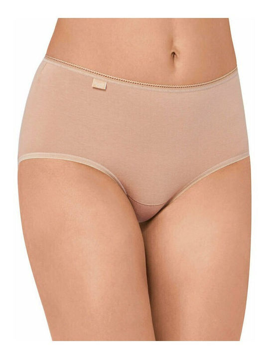 24/7 Midi Βαμβακερά High Waist Women's Slip 3Pack Beige