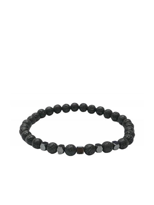 Handmade Men's Bracelet Black Lava Hematite Stones Tatu Moyo