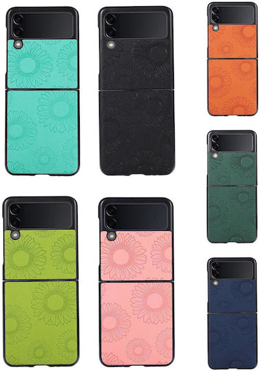 Samsung Galaxy Z Flip3 5G Sunflower Pattern Leather + TPU + PC Shockproof Mobile Phone Case Black