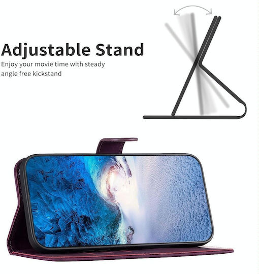 Nokia C22 karierte geprägte Lederhandyhülle Lila