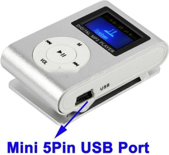 MP3 Player with LCD 1.1" Display Silver