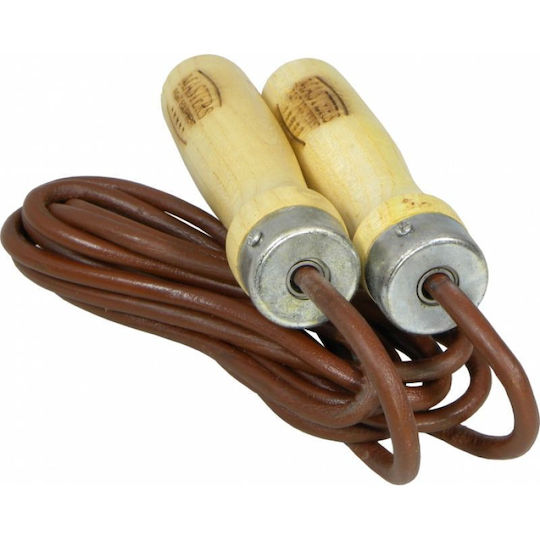 Sport Masters Leather Jump Rope with Ball Bearings Brown
