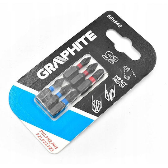 Graphite Σετ 6 Μύτες Κατσαβιδιού Σταυρός / Αστέρι