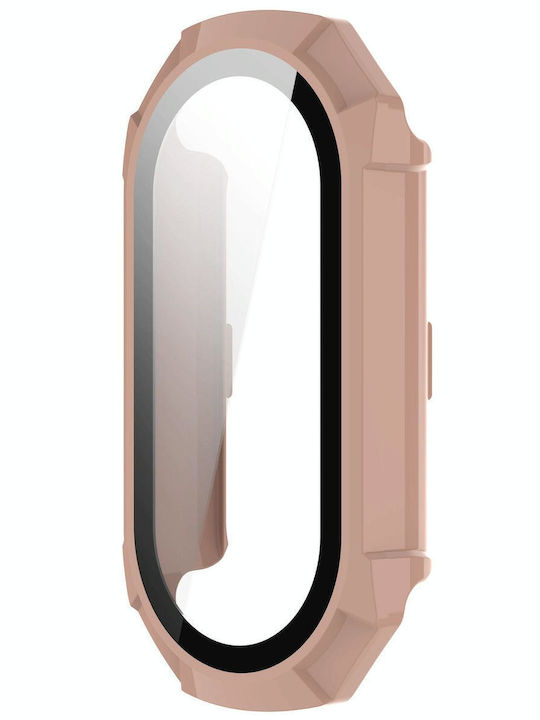 Xiaomi Mi Band 8 Pc + Tempered Glass Integrated Protective Watch Case Pink