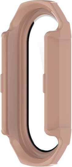 Xiaomi Mi Band 8 Pc + Tempered Glass Integrated Protective Watch Case Pink