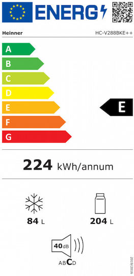 Heinner Ψυγειοκαταψύκτης 288lt Υ180xΠ54xΒ59.5εκ. Μαύρος HC-V288BKE++