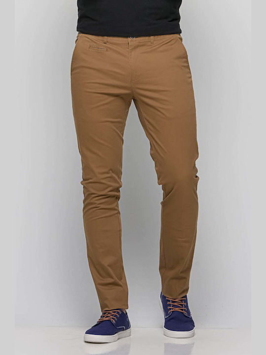 Men's Trousers Chinos Elastic in Slim Fit Brown