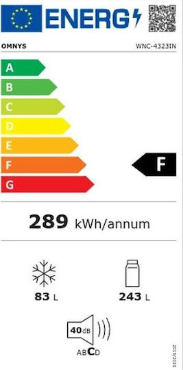 Omnys Combină frigorifică 326lt Total NoFrost Î201xL60.5xA60cm. Inox WNC-4323EIN