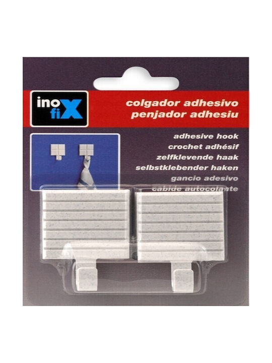 Inofix Κρεμάστρα Τοίχου Πολυρητίνης Ασημί 4.6x2x3.2cm 2τμχ
