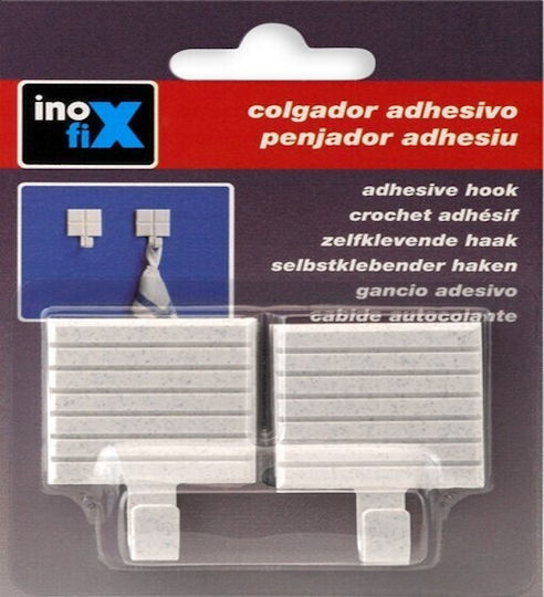 Inofix Κρεμάστρα Τοίχου Πολυρητίνης Ασημί 4.6x2x3.2cm 2τμχ