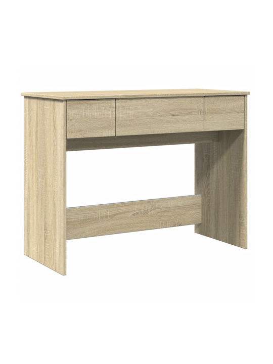 Wooden Makeup Dressing Table Sonoma Oak with Mirror 100x45x76cm