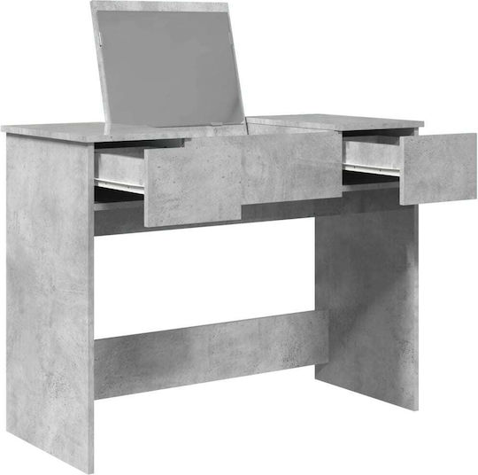 Bodenstehende Schminktisch Schlafzimmer Holz Grau mit Spiegel 100x45x76cm