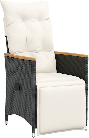 Fotoliu de exterior Rattan Black cu pernă 2buc 49x50.5x85cm