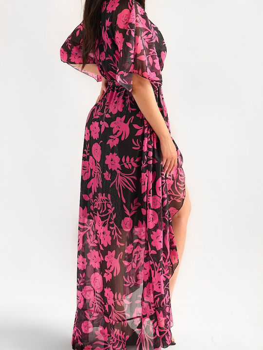 Rochie lungă cu imprimeu floral Antonetta Black Lurex Crossover