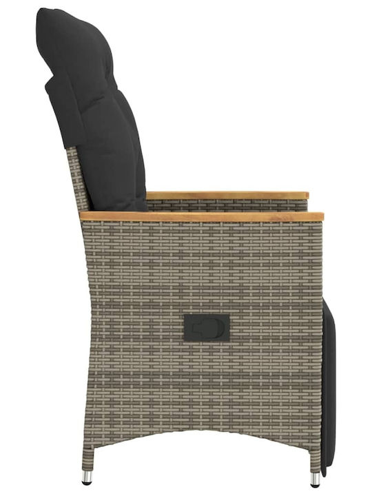 Scaun de exterior Rattan Gri cu pernă 49x50.5cm