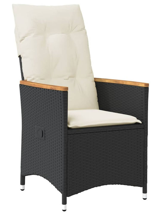 Outdoor Armchair Rattan Black with Cushion 2pcs 49x50.5x92cm