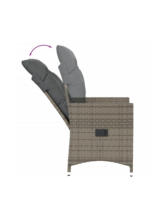 Scaun de exterior Rattan Gri cu pernă 2buc 49x50.5x92cm