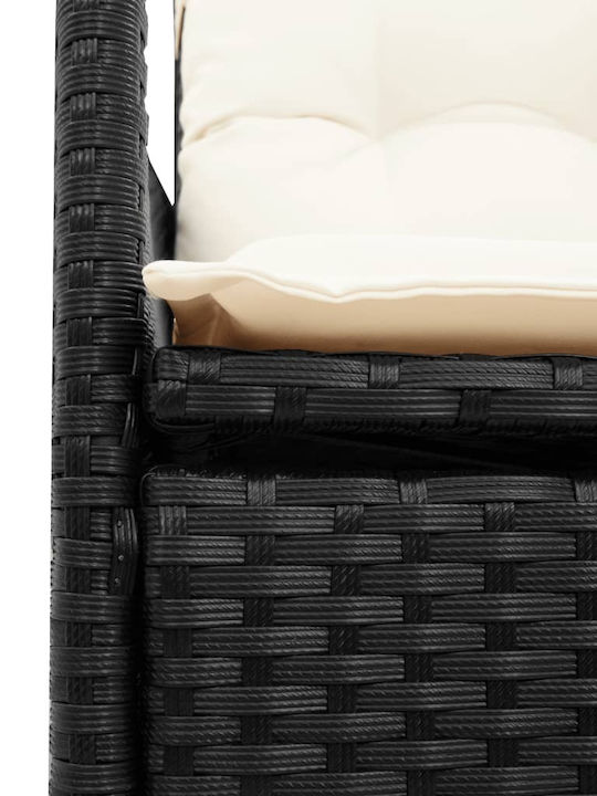 Outdoor Armchair Rattan Black with Cushion 2pcs 49x50.5x92cm