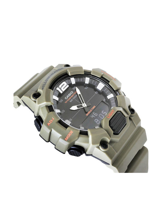 Casio Analog/Digital Men's Watch 48.8mm Chronograph Battery with Green Rubber Strap