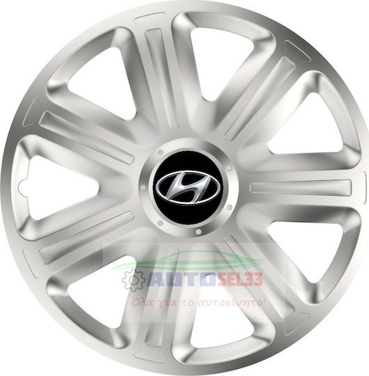 Versaco Car Hubcap Set with Hyundai Emblem 15" 4pcs Silver