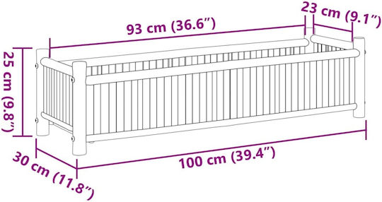 vidaXL Planter Box Bamboo Brown 100x30x25cm.
