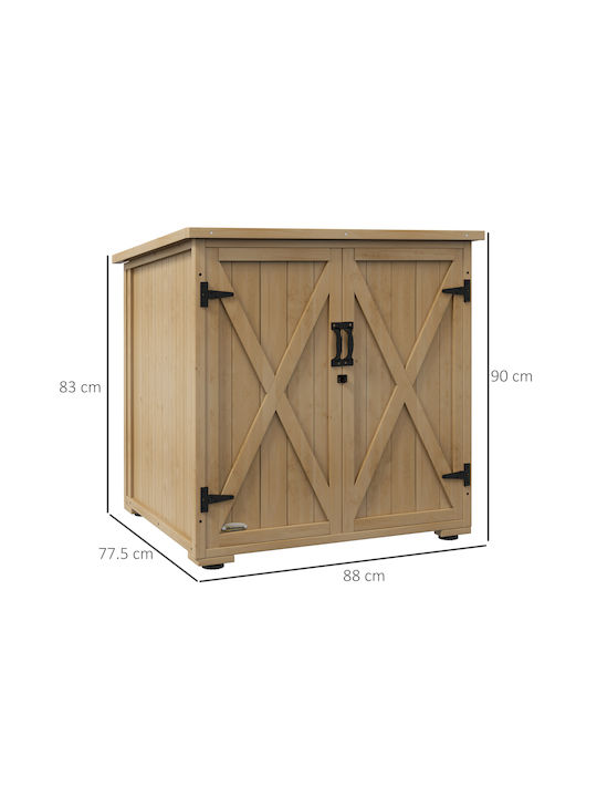 Δίφυλλη Ντουλάπα Ξύλινη με 1 Ράφι 77.5x77.5x90εκ.
