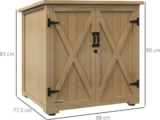 Δίφυλλη Ντουλάπα Ξύλινη με 1 Ράφι 77.5x77.5x90εκ.