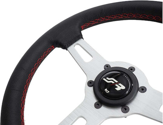 Simoni Racing Volan Auto Din Piele Triactin cu Diametru 35cm Roșu/Negru