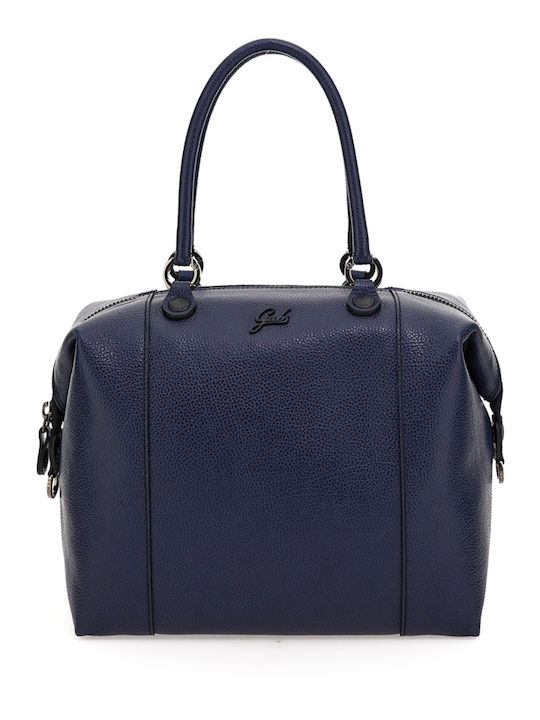 Δερμάτινη Γυναικεία Τσάντα Shopper Ώμου Navy Μπλε